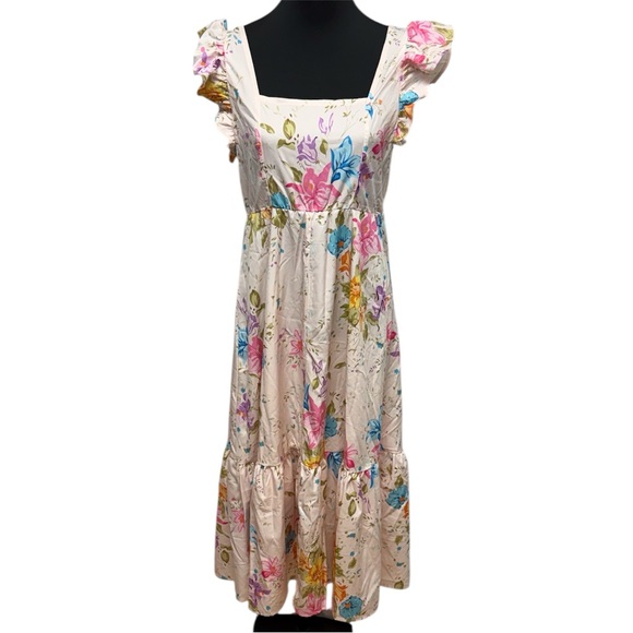 SHEIN Dresses & Skirts - SHEIN Floral Square Neck Cottagecore Midi Dress Feminine